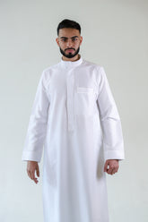 NUSUKI PREMIUM EMBROIDERY WHITE PIPING THOBE